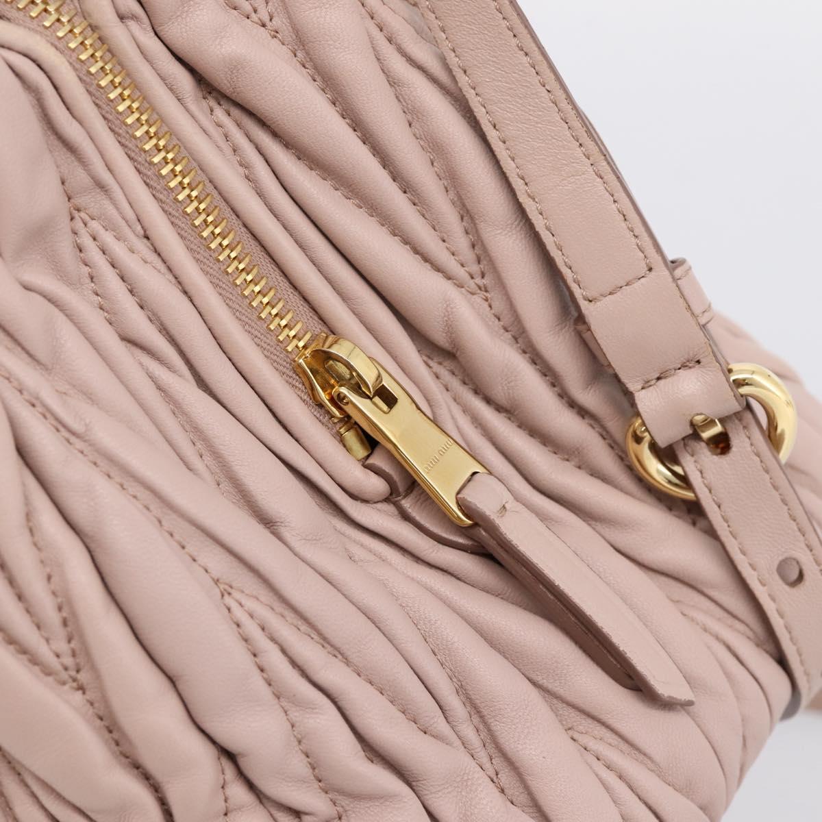 Miu Miu Matelasse Tote Bag Leather 2way Pink Gold Tone Auth 196443M