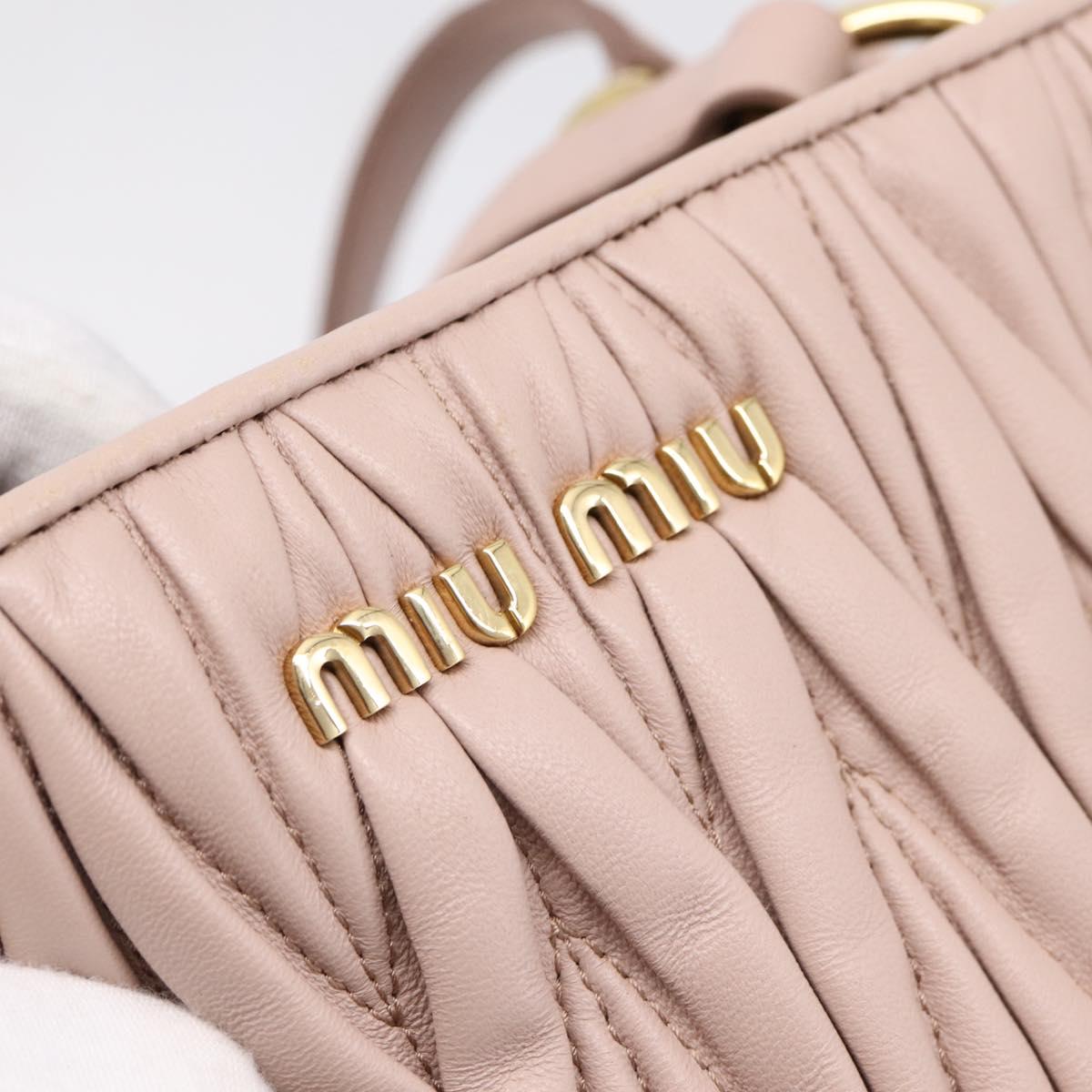 Miu Miu Matelasse Tote Bag Leather 2way Pink Gold Tone Auth 196443M