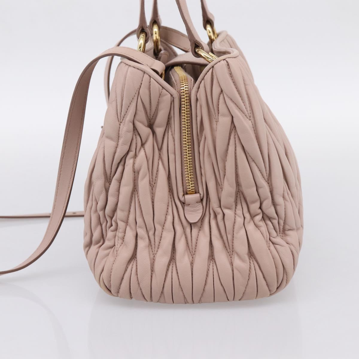 Miu Miu Matelasse Tote Bag Leather 2way Pink Gold Tone Auth 196443M