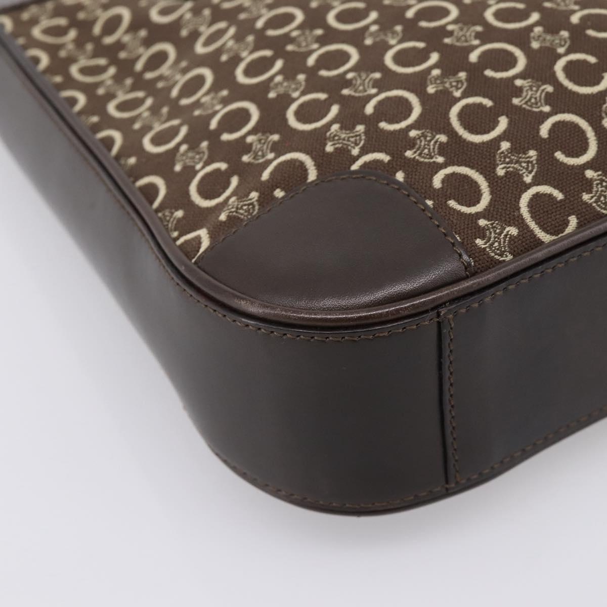 CELINE C Macadam Canvas Hand Bag Brown Gold Auth 196447A