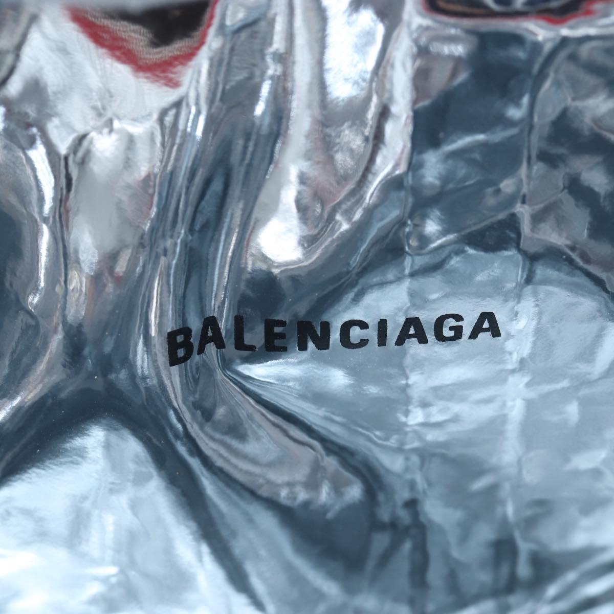 BALENCIAGA Chips Bag Clutch Bag Coated Canvas Red Silver Auth 196449SAM