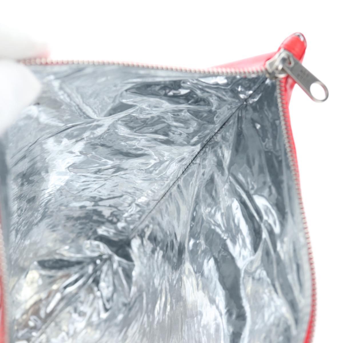 BALENCIAGA Chips Bag Clutch Bag Coated Canvas Red Silver Auth 196449SAM