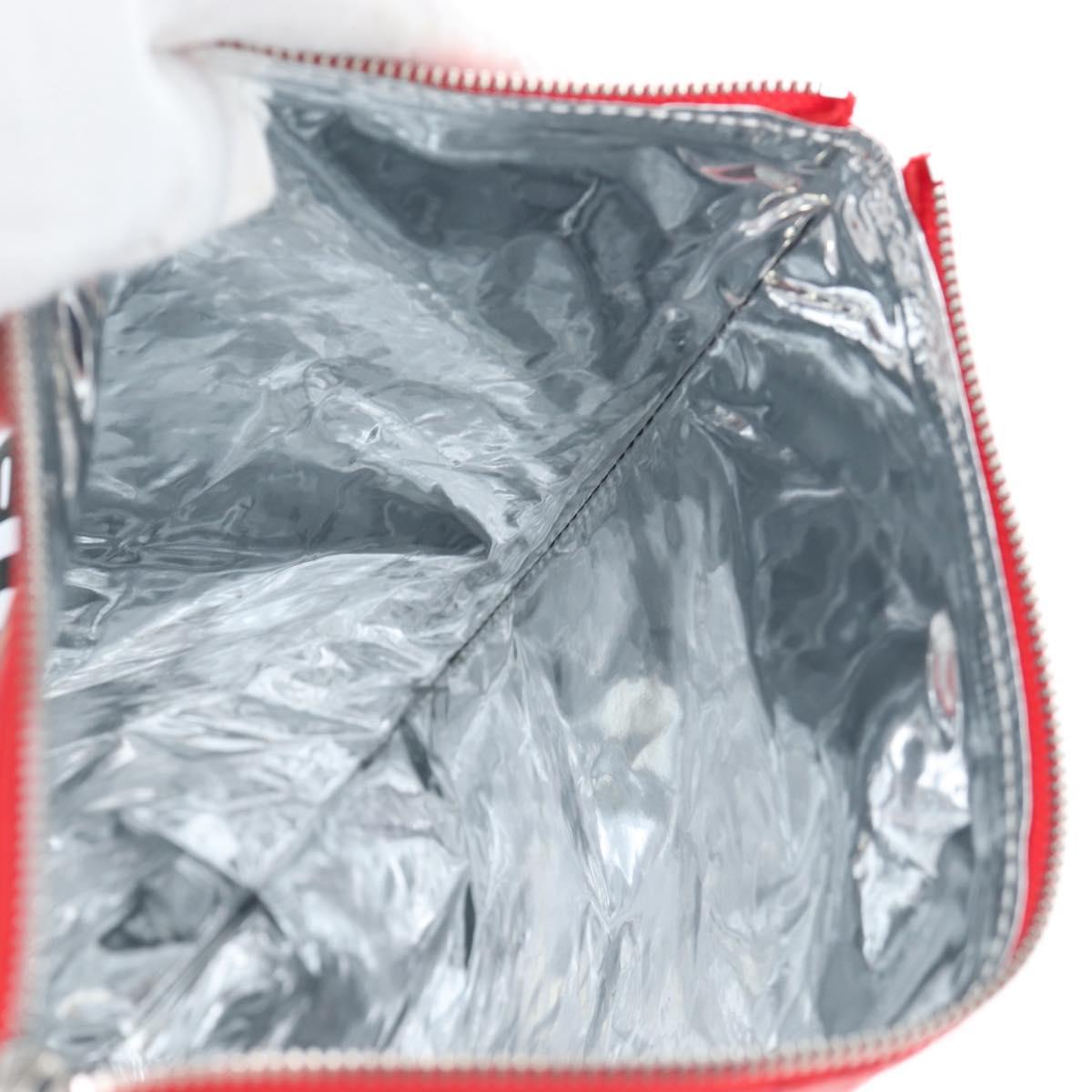 BALENCIAGA Chips Bag Clutch Bag Coated Canvas Red Silver Auth 196449SAM