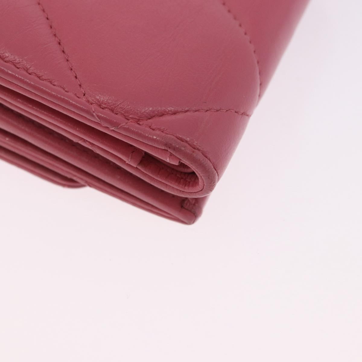 CHANEL Chanel 19 Matelasse Small Flap Wallet Leather Pink Gold CC Auth 196453V