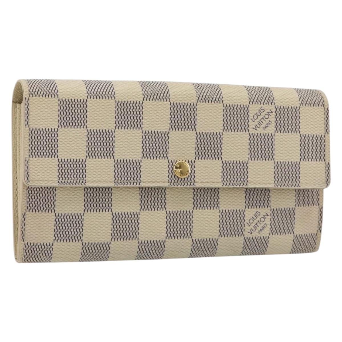 LOUIS VUITTON Damier Azur Portefeuille Sarah Long Wallet N61735 LV Auth 196461V