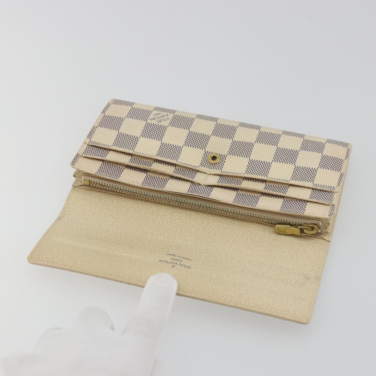 LOUIS VUITTON Damier Azur Portefeuille Sarah Long Wallet N61735 LV Auth 196461V