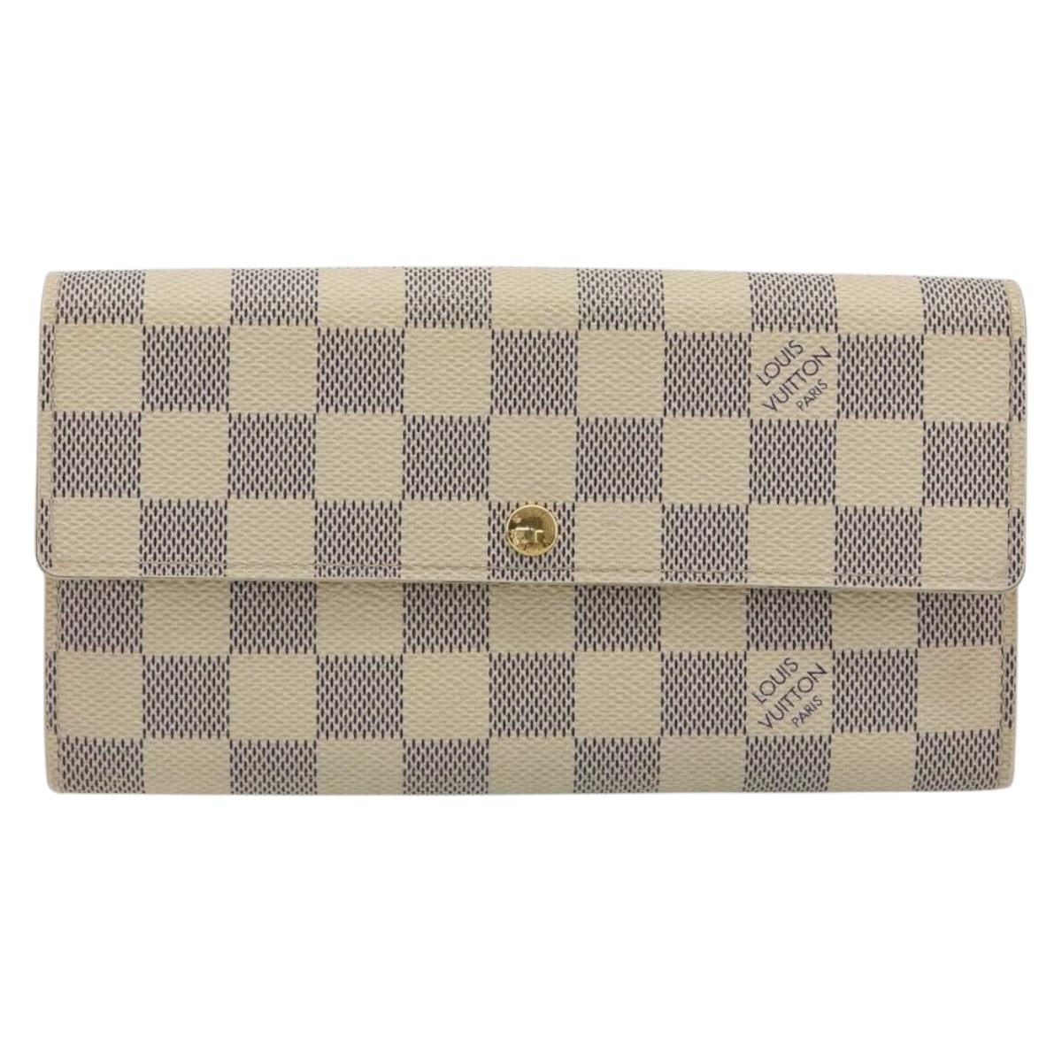 LOUIS VUITTON Damier Azur Portefeuille Sarah Long Wallet N61735 LV Auth 196461V