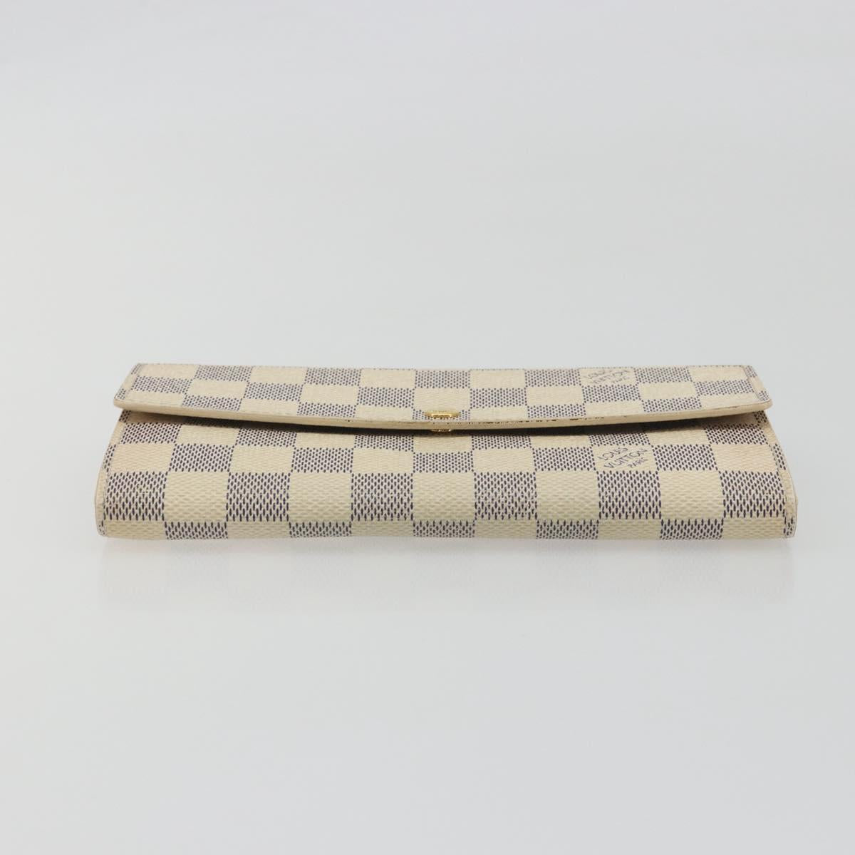 LOUIS VUITTON Damier Azur Portefeuille Sarah Long Wallet N61735 LV Auth 196461V