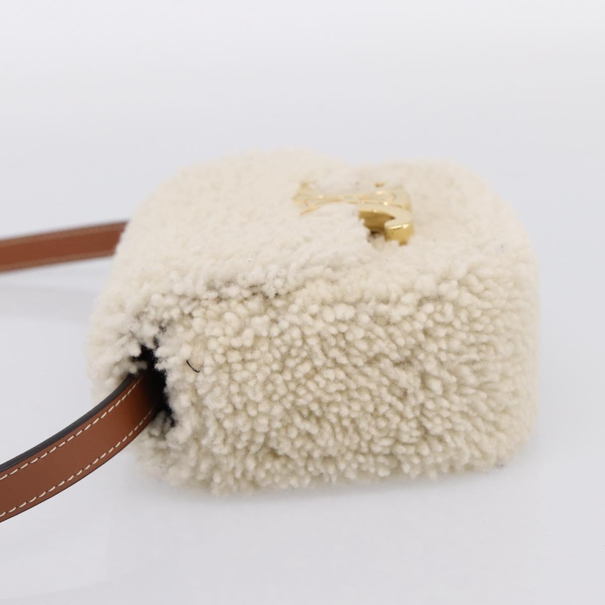 CELINE Triomphe Mini Claude Shoulder Pouch Bore Beige Gold Auth 196467SAM