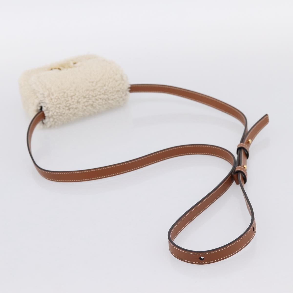 CELINE Triomphe Mini Claude Shoulder Pouch Bore Beige Gold Auth 196467SAM