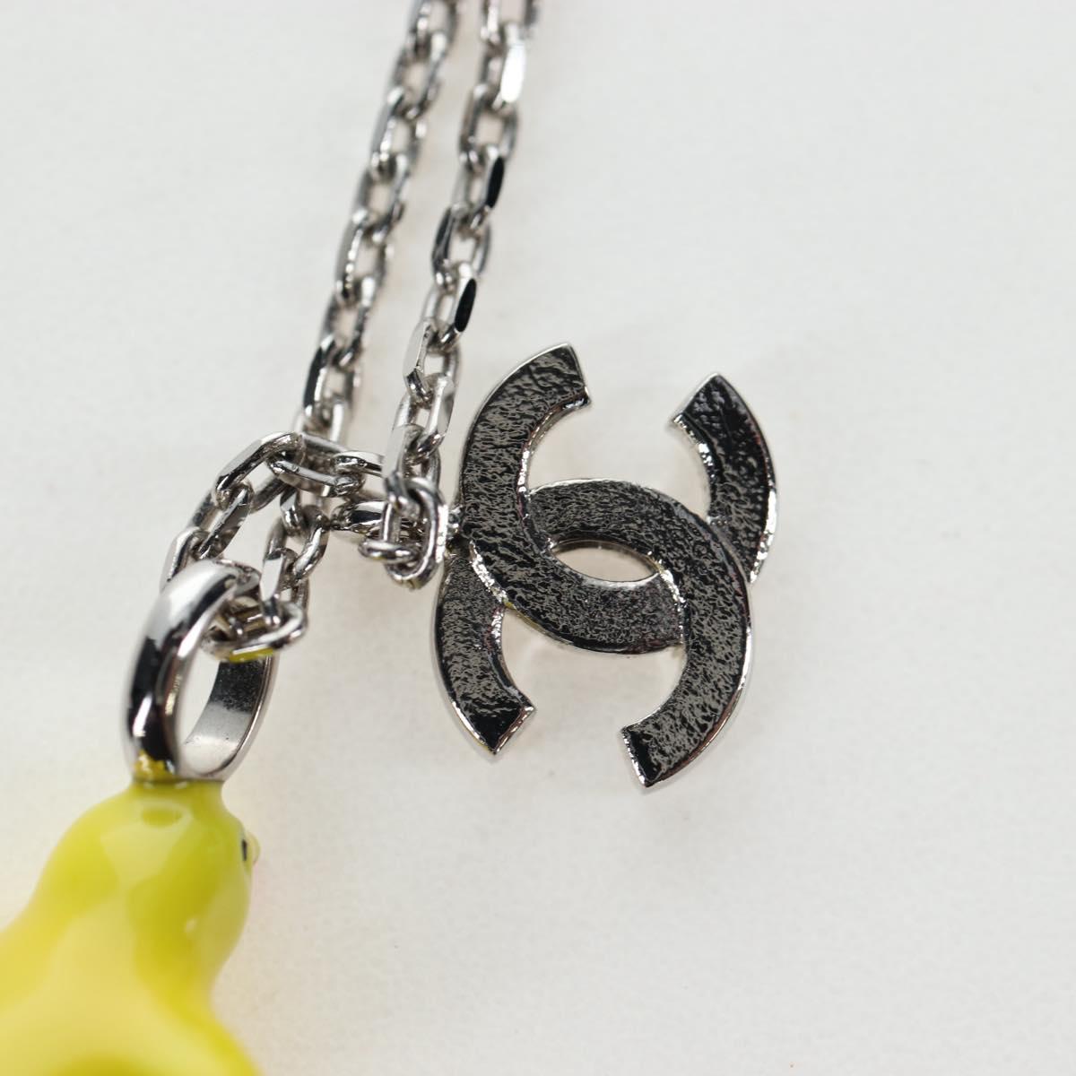 CHANEL COCO Mark Necklace Metal Silver CC Auth 196476SAM