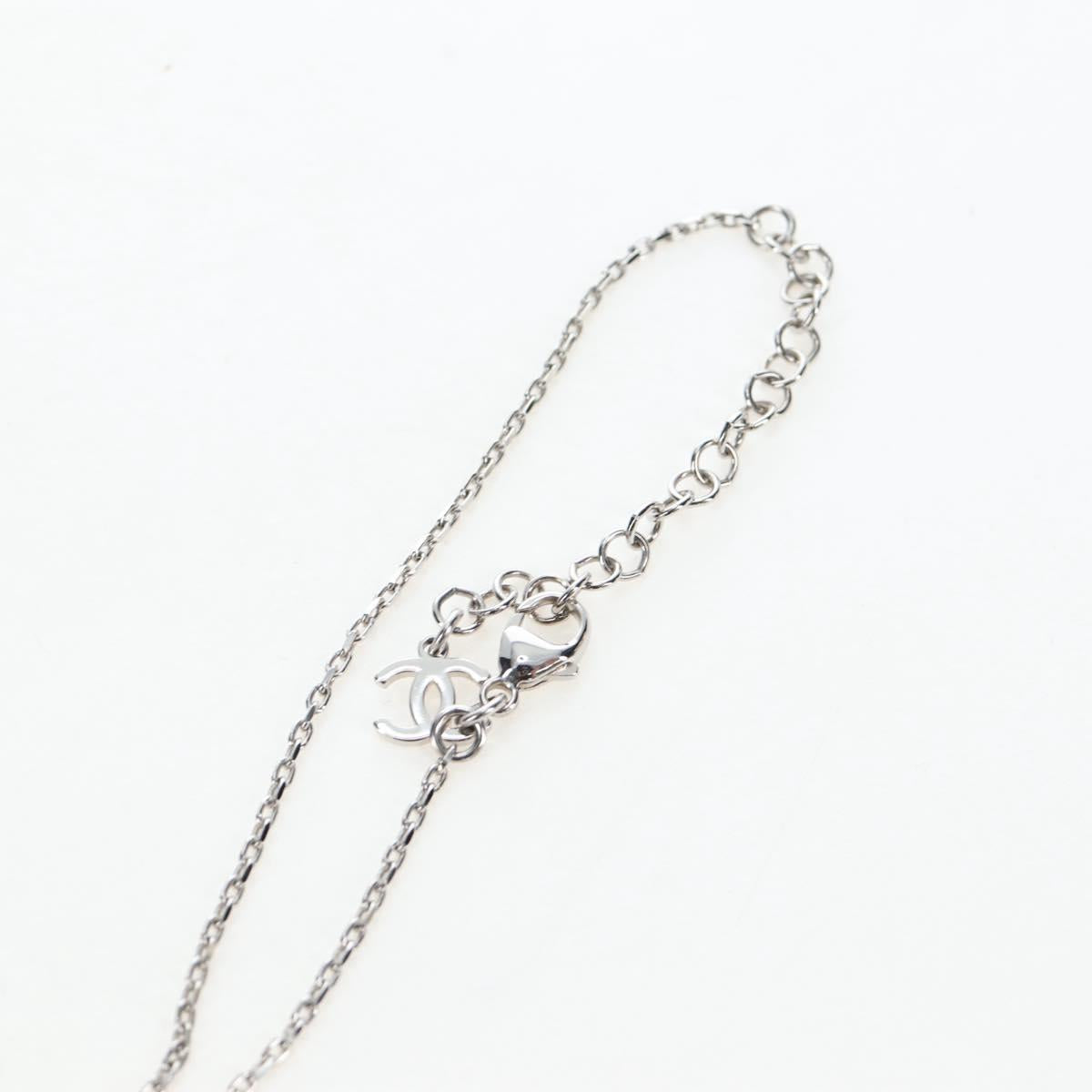 CHANEL COCO Mark Necklace Metal Silver CC Auth 196476SAM