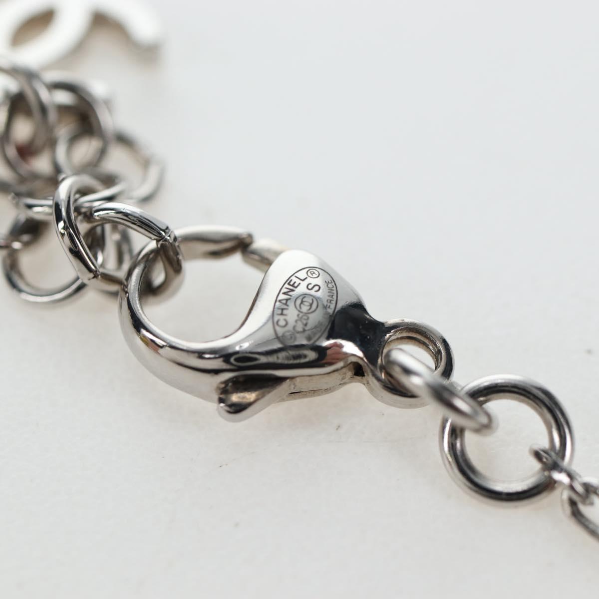 CHANEL COCO Mark Necklace Metal Silver CC Auth 196476SAM