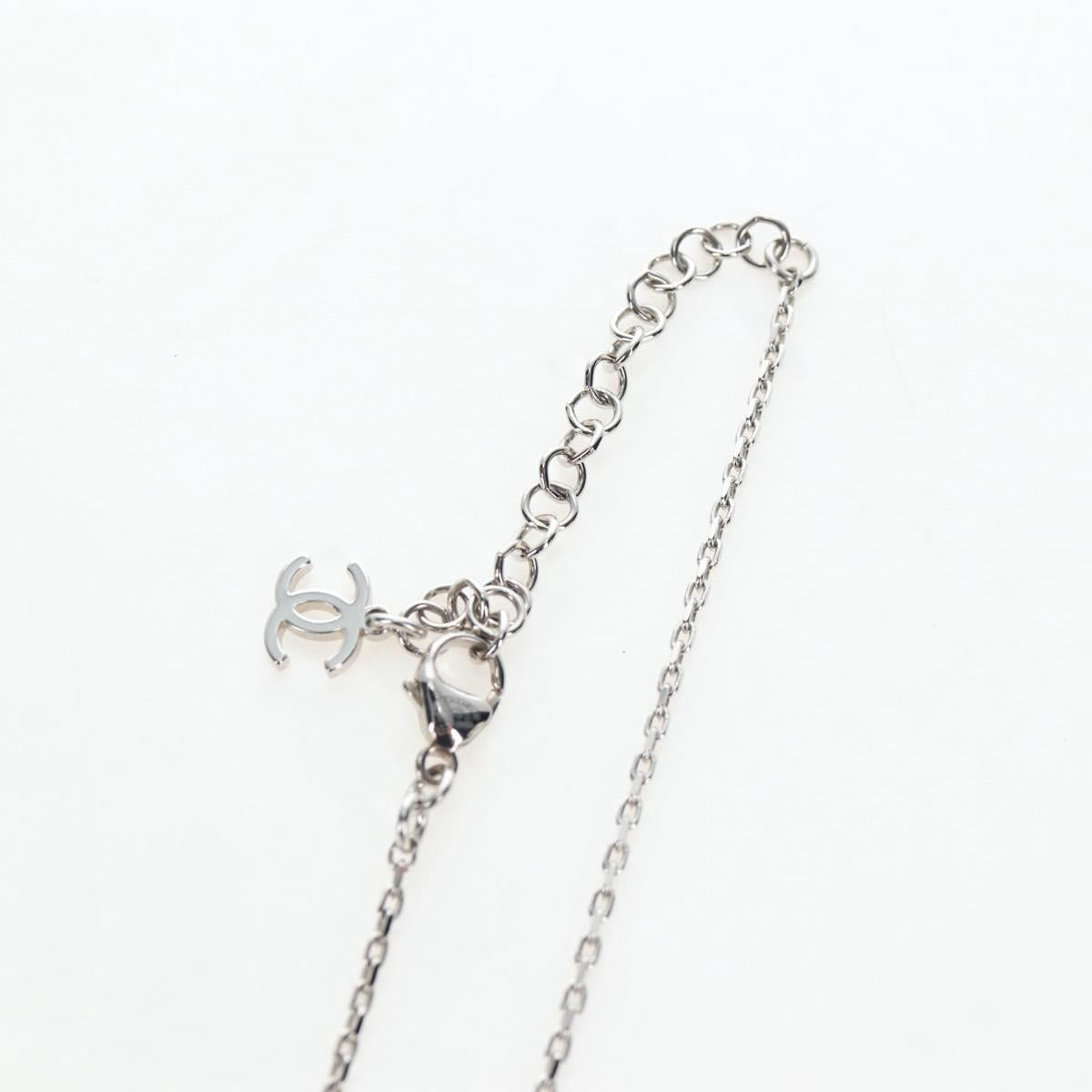 CHANEL COCO Mark Necklace Metal Silver CC Auth 196476SAM