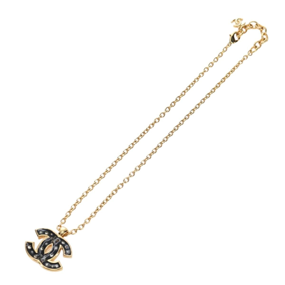 CHANEL COCO Mark Necklace Metal Gold Tone CC Auth 196477SAM