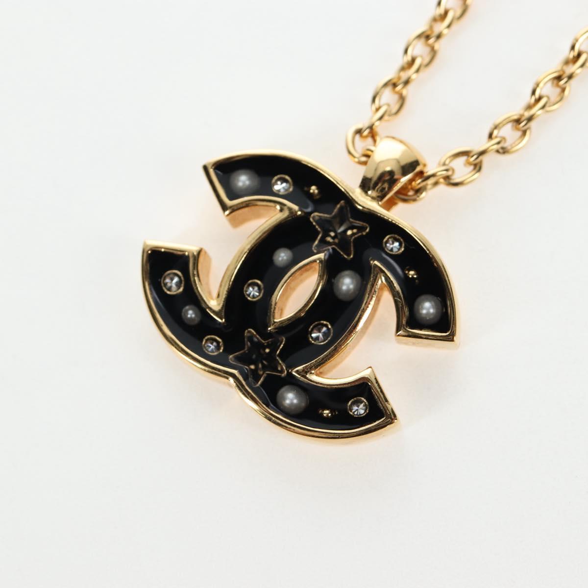 CHANEL COCO Mark Necklace Metal Gold Tone CC Auth 196477SAM