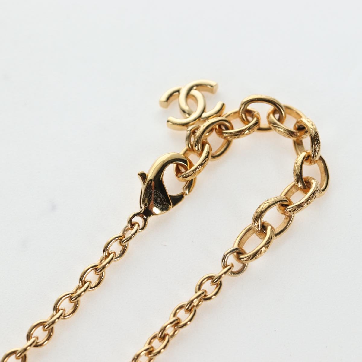 CHANEL COCO Mark Necklace Metal Gold Tone CC Auth 196477SAM