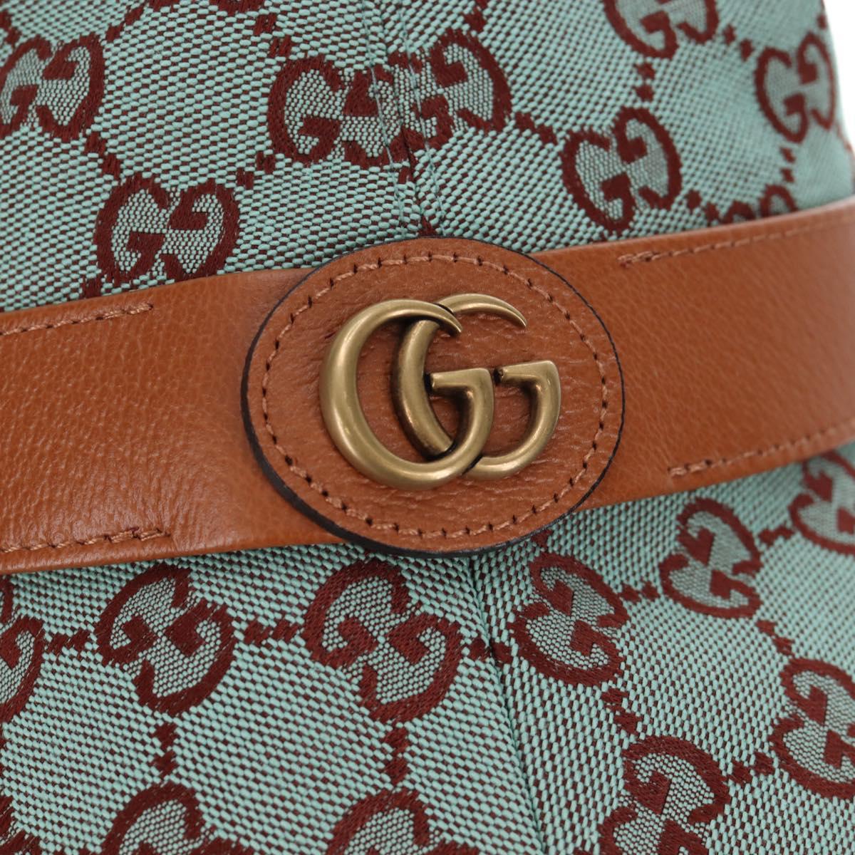GUCCI GG Canvas Hat M Green Gold Auth 196482M