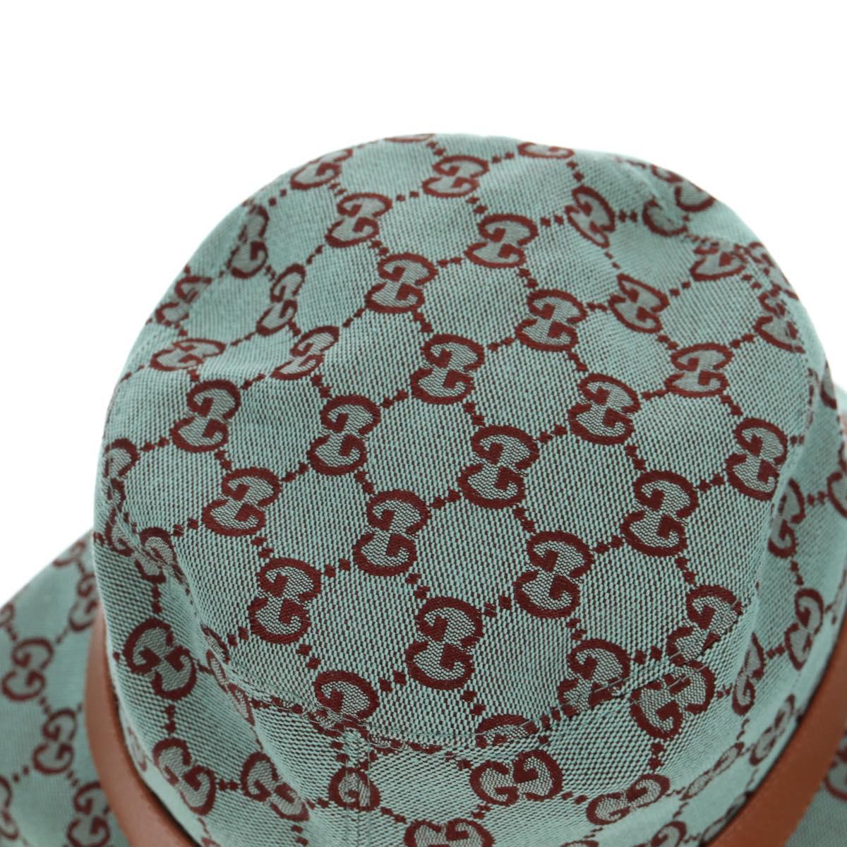 GUCCI GG Canvas Hat M Green Gold Auth 196482M