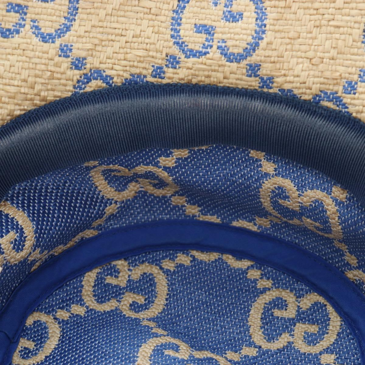 GUCCI GG Canvas Hat Raffia M Beige Auth 196484V