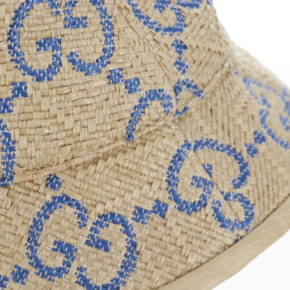 GUCCI GG Canvas Hat Raffia M Beige Auth 196484V