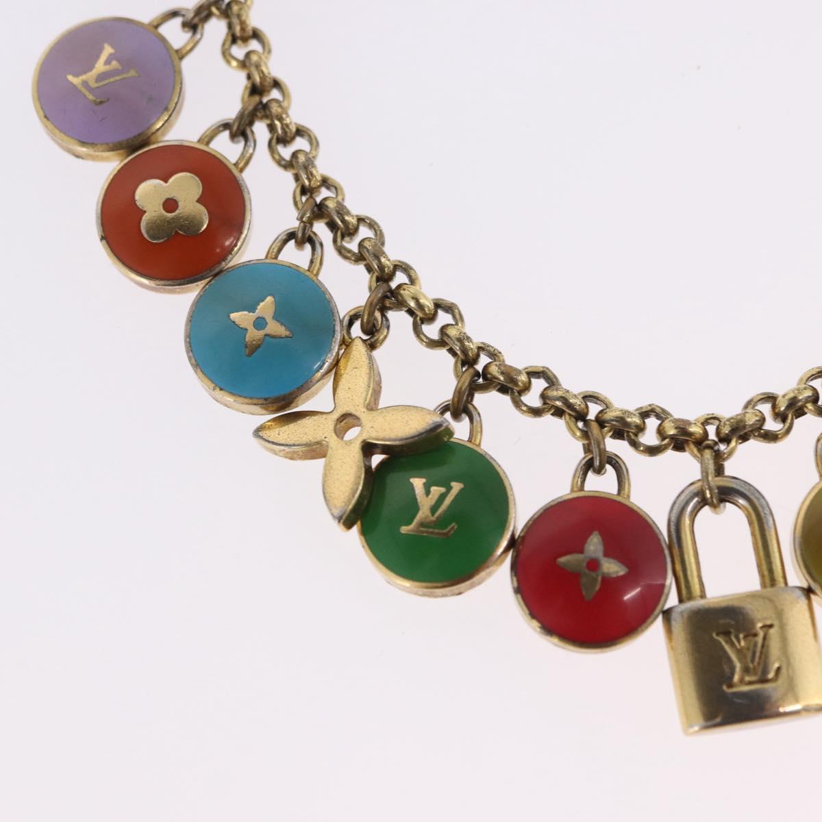 LOUIS VUITTON Porte Cles Chainne Pastille Key Holder Gold M65389 Auth 196486