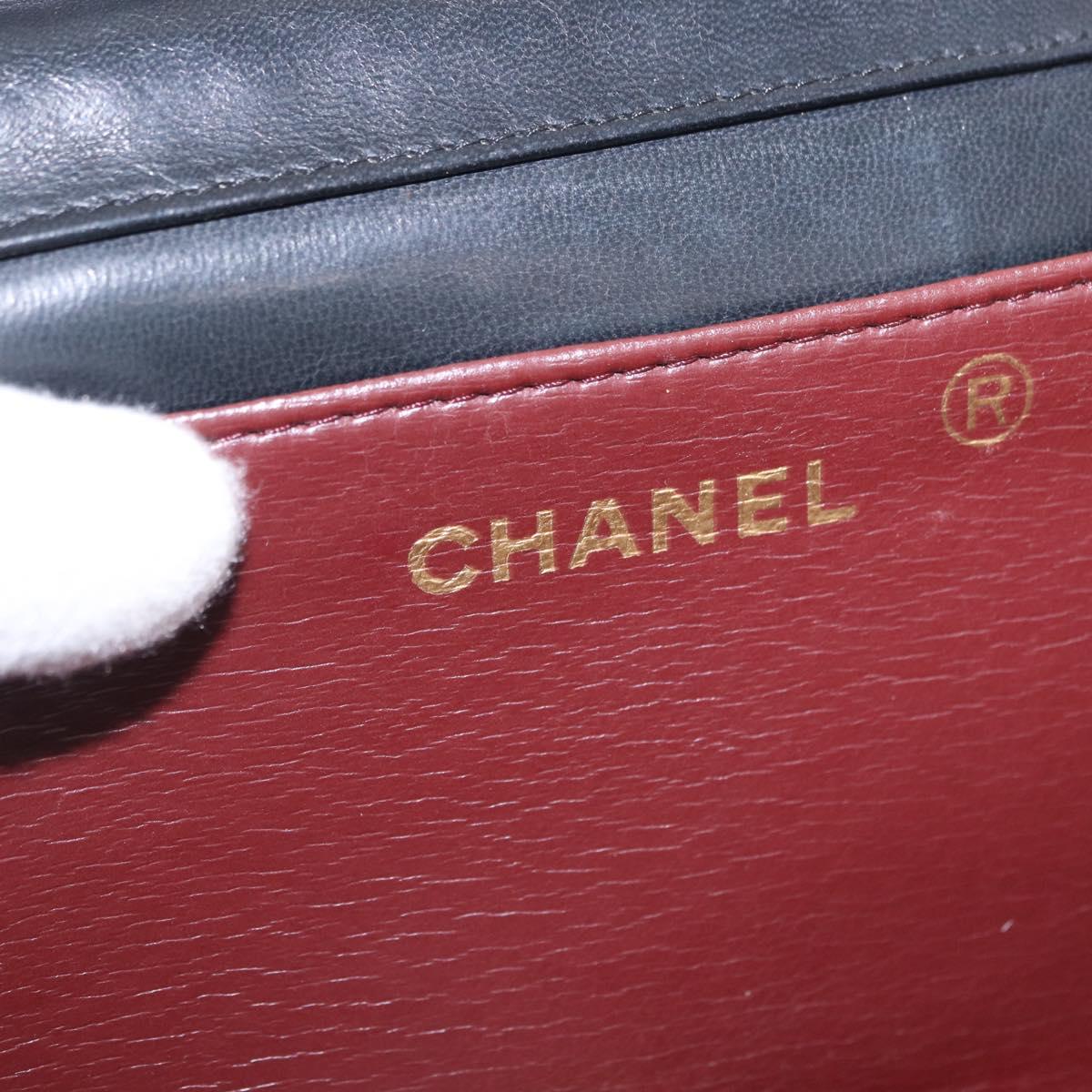 CHANEL Chain Matelasse Shoulder Bag Lamb Skin Black Gold CC Auth 196556SAM