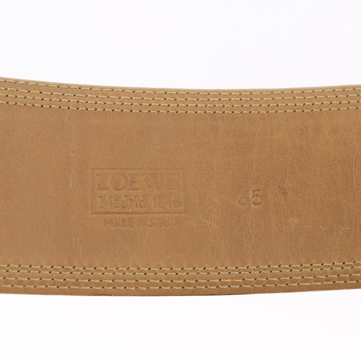 LOEWE Belt Leather 32.3"" Beige Gold Auth 196560