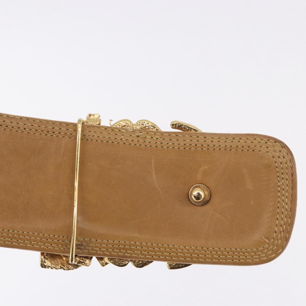 LOEWE Belt Leather 32.3"" Beige Gold Auth 196560