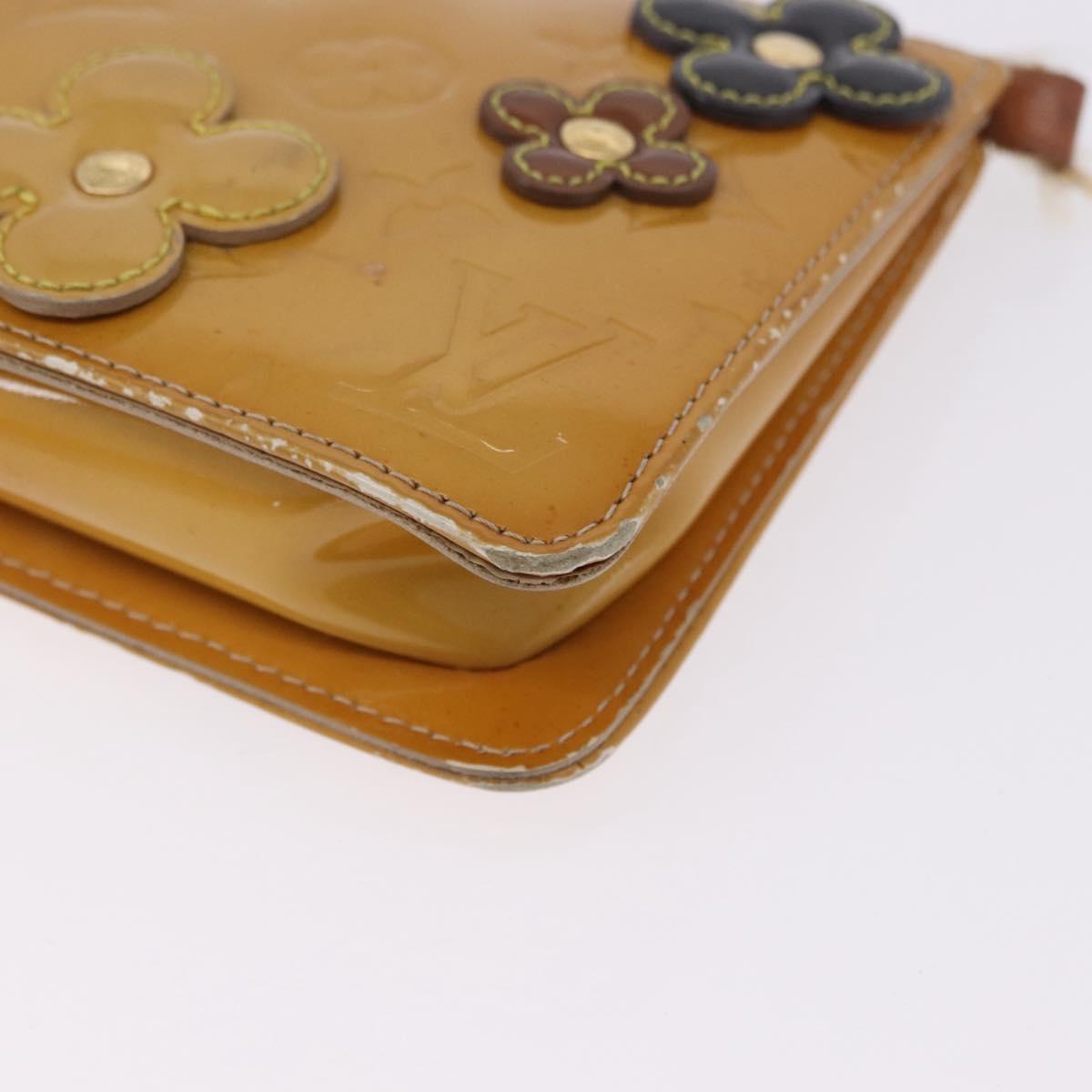 LOUIS VUITTON Monogram Vernis Lexington Pouch Flower Beige M92246 LV Auth 196561