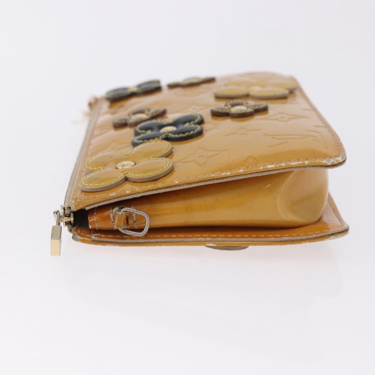 LOUIS VUITTON Monogram Vernis Lexington Pouch Flower Beige M92246 LV Auth 196561