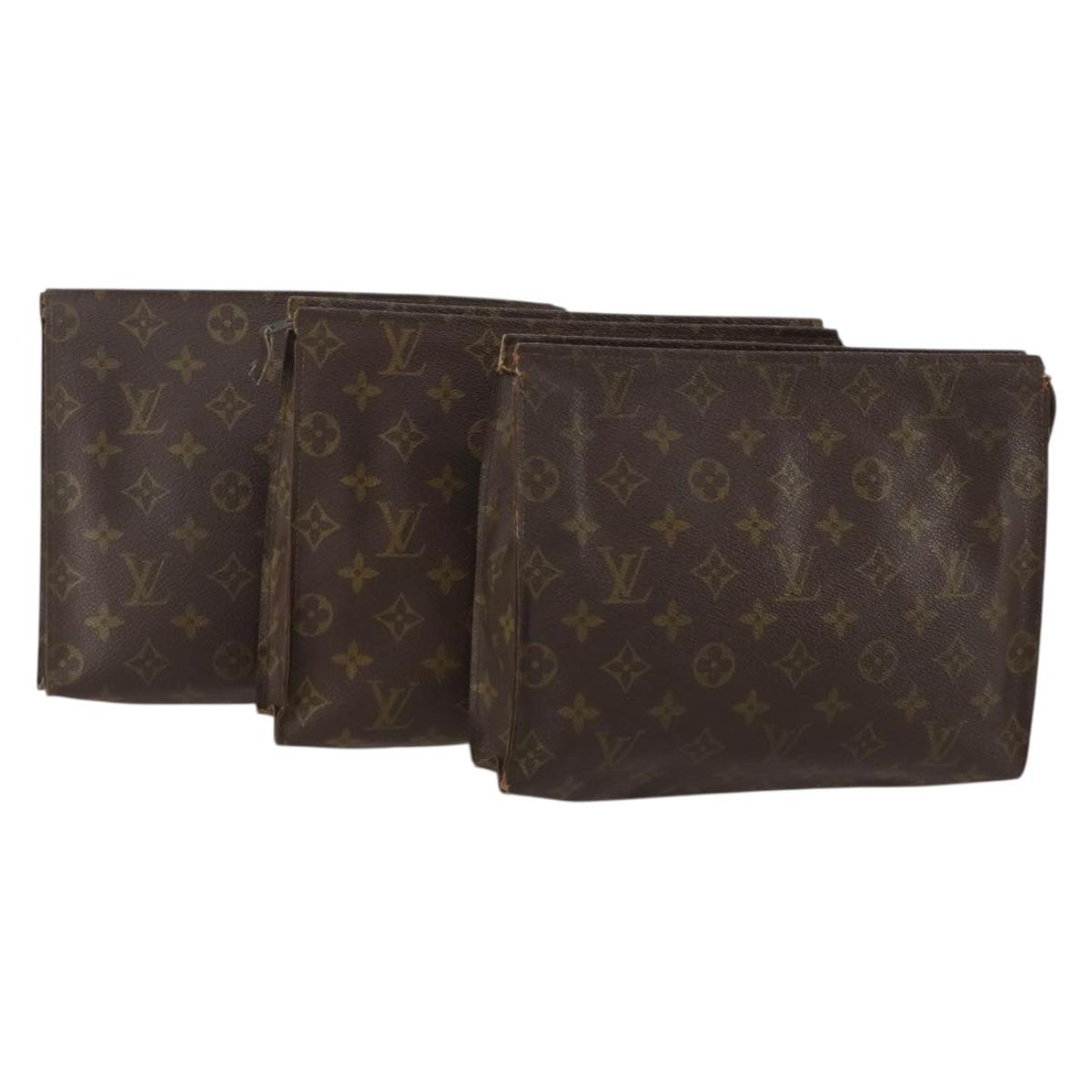 LOUIS VUITTON Monogram Poche Toilette 26 Pouch 3 Set M47542 LV Auth 196565
