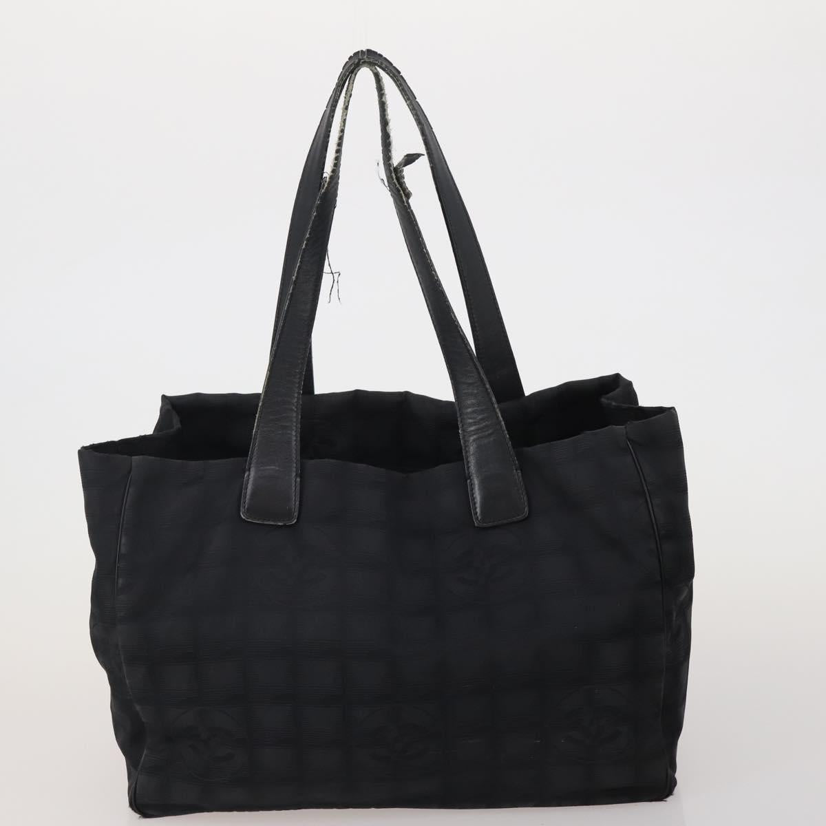 HERMES Valentino Chanel New Travel Line Bag Nylon Canvas 5 Set Black Auth 196569