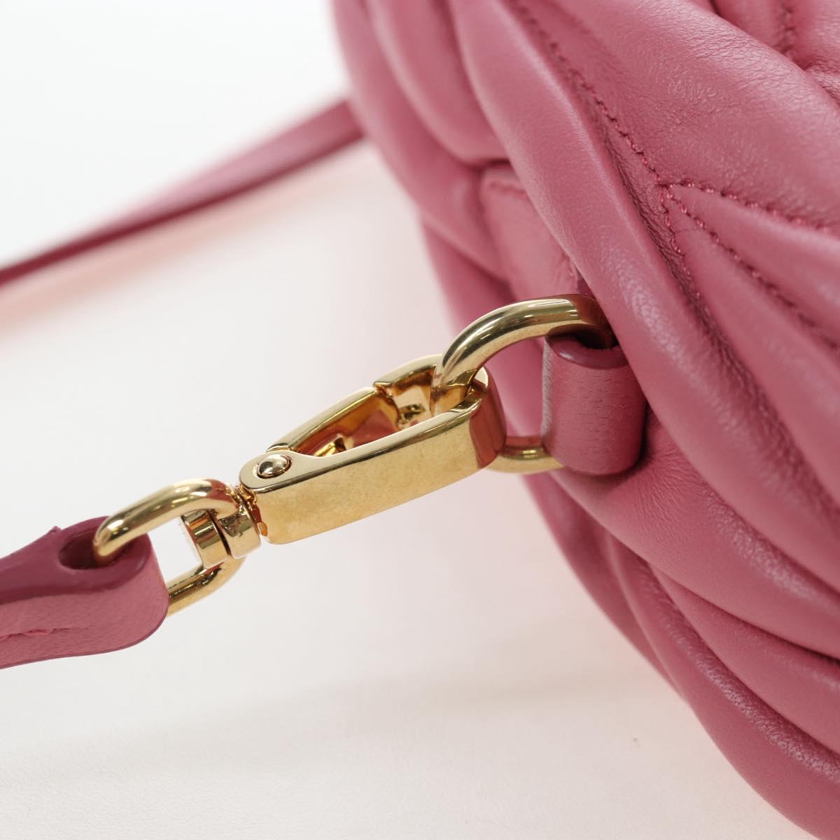 Miu Miu Matelasse Wonder Hand Bag Leather 2way Pink Gold Auth 196578M