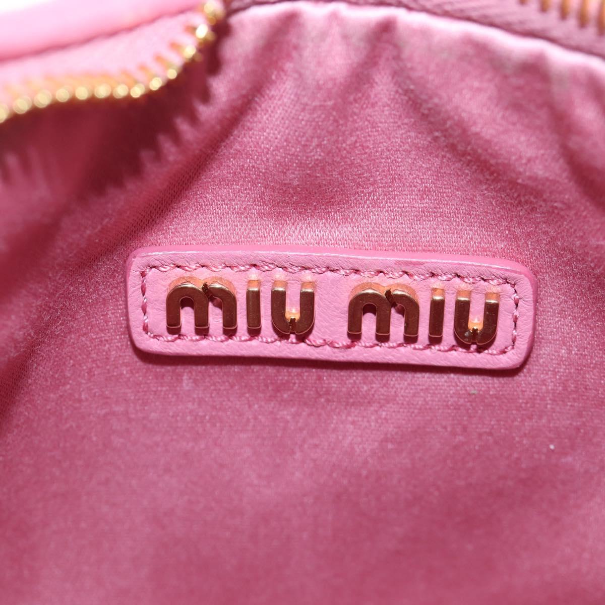 Miu Miu Matelasse Wonder Hand Bag Leather 2way Pink Gold Auth 196578M