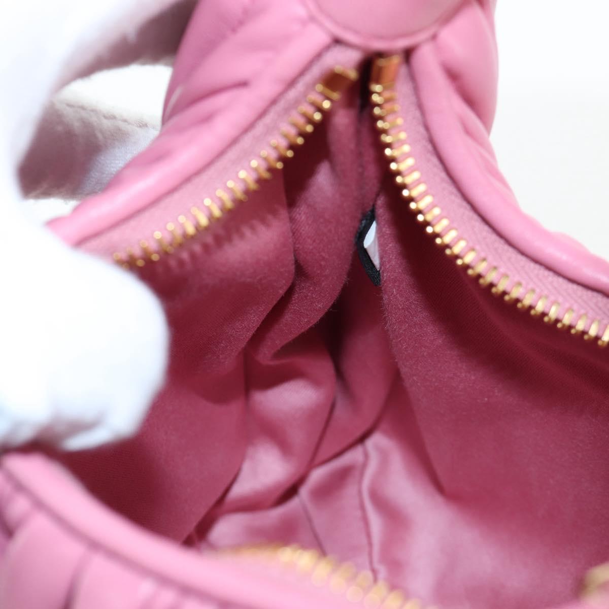 Miu Miu Matelasse Wonder Hand Bag Leather 2way Pink Gold Auth 196578M
