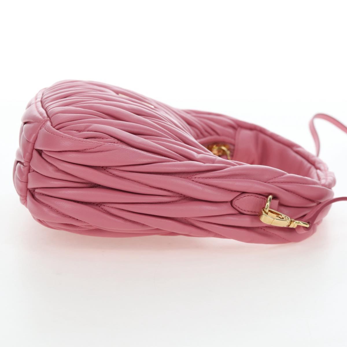 Miu Miu Matelasse Wonder Hand Bag Leather 2way Pink Gold Auth 196578M