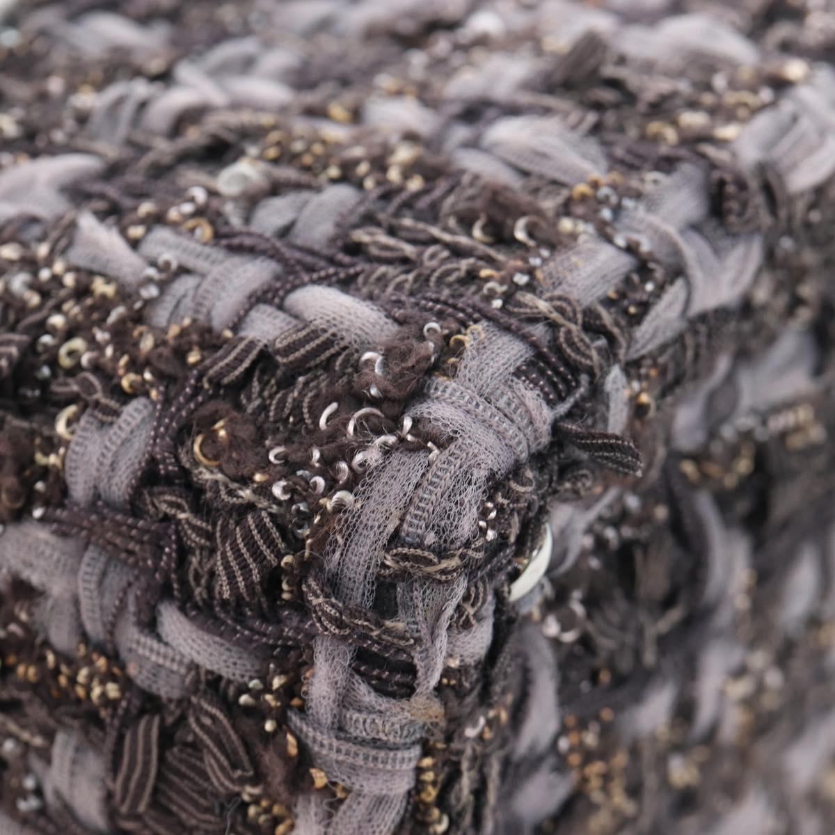 CHANEL Paris New York Line Chain Vanity Bag Tweed Gray Silver CC Auth 196581M