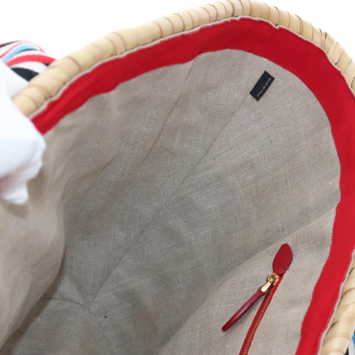 Miu Miu Straw Bag Hand Bag Raffia Beige Gold Auth 196583M