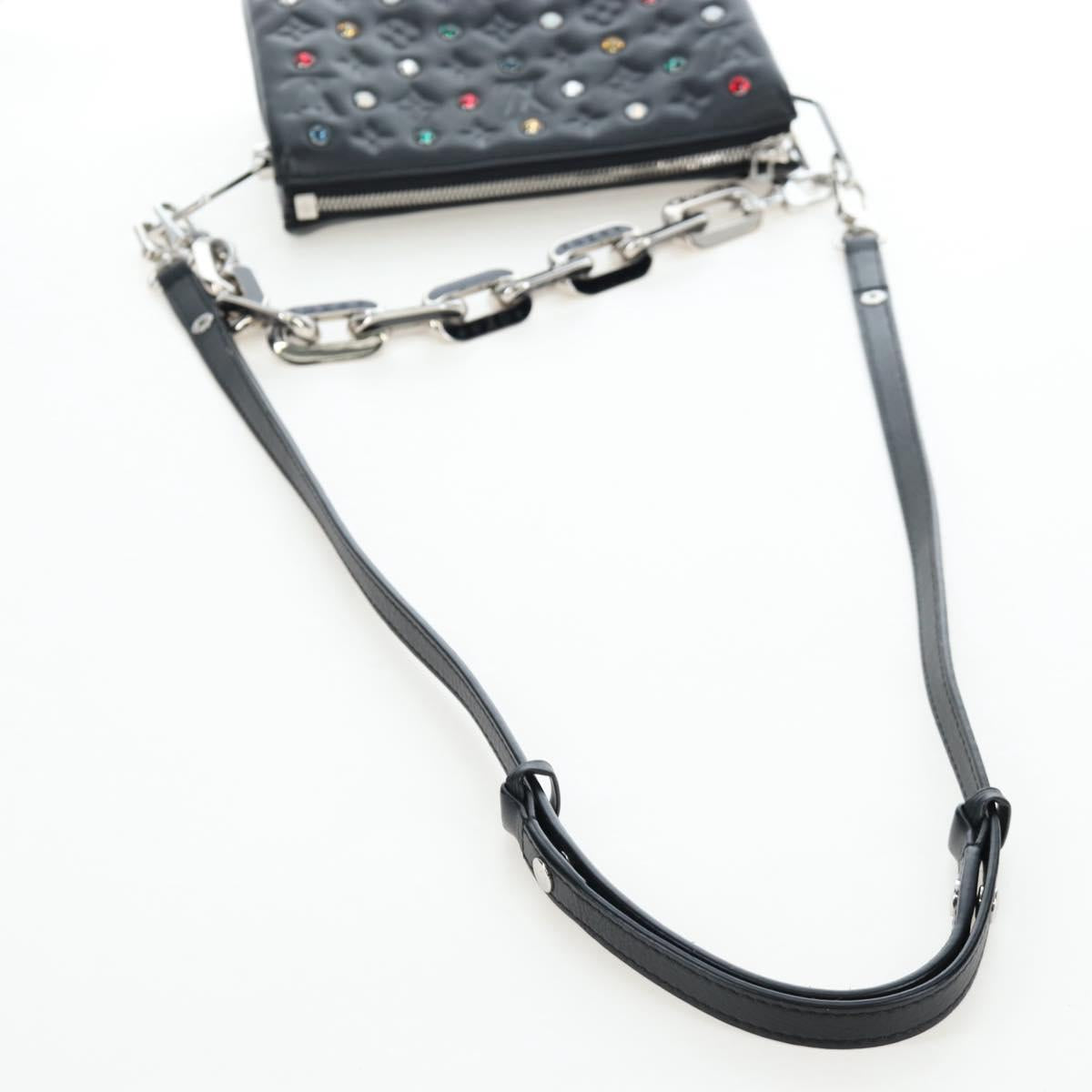 LOUIS VUITTON Monogram Emboss Kussan BB Shoulder Bag Black M22429 Auth 196585V