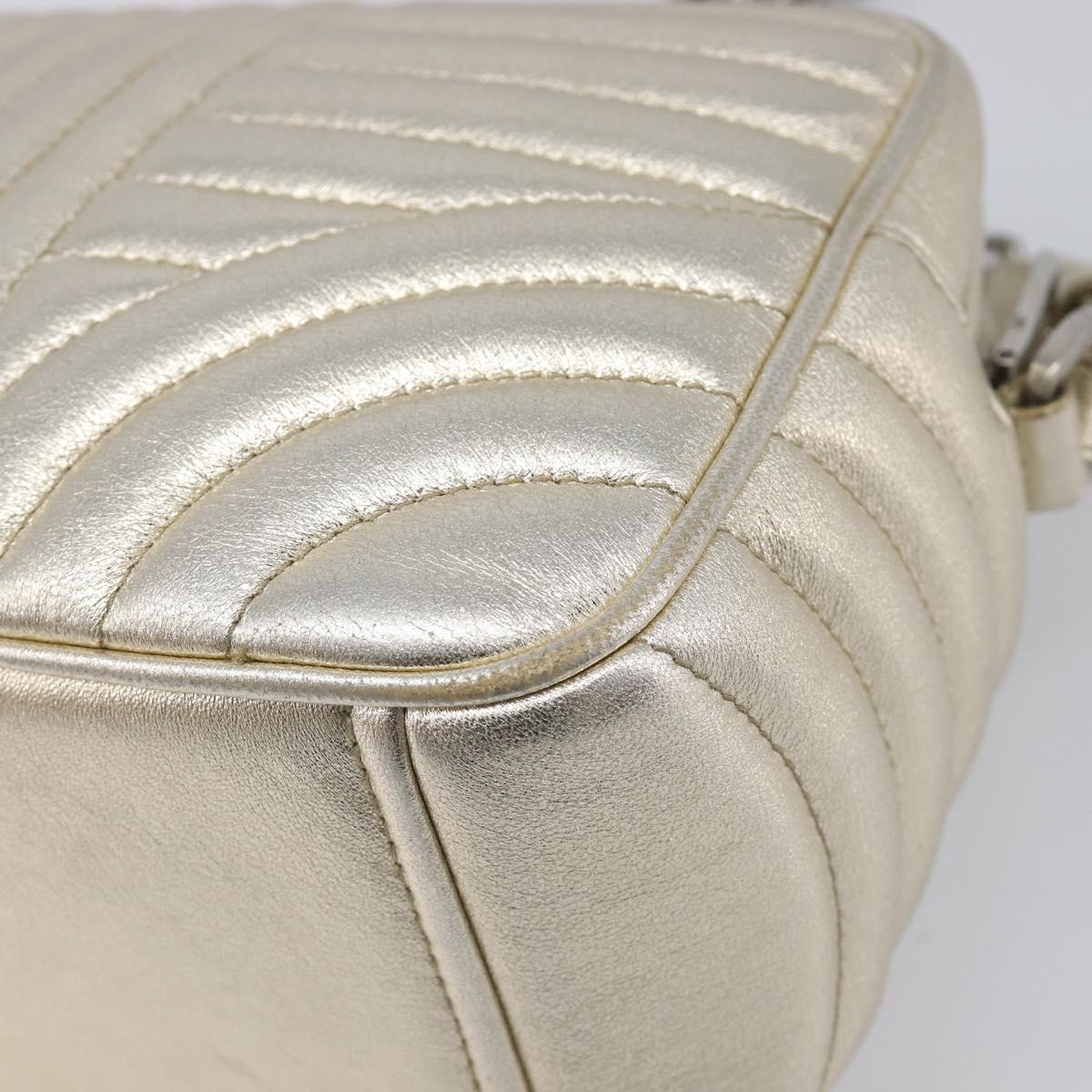 PRADA Diagram Chain Shoulder Bag Leather Champagne Gold Auth 196586V