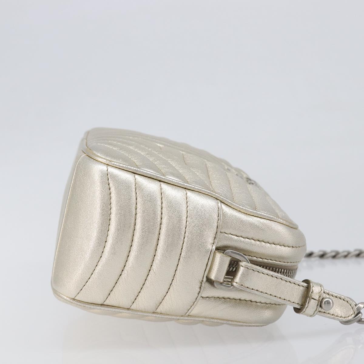 PRADA Diagram Chain Shoulder Bag Leather Champagne Gold Auth 196586V