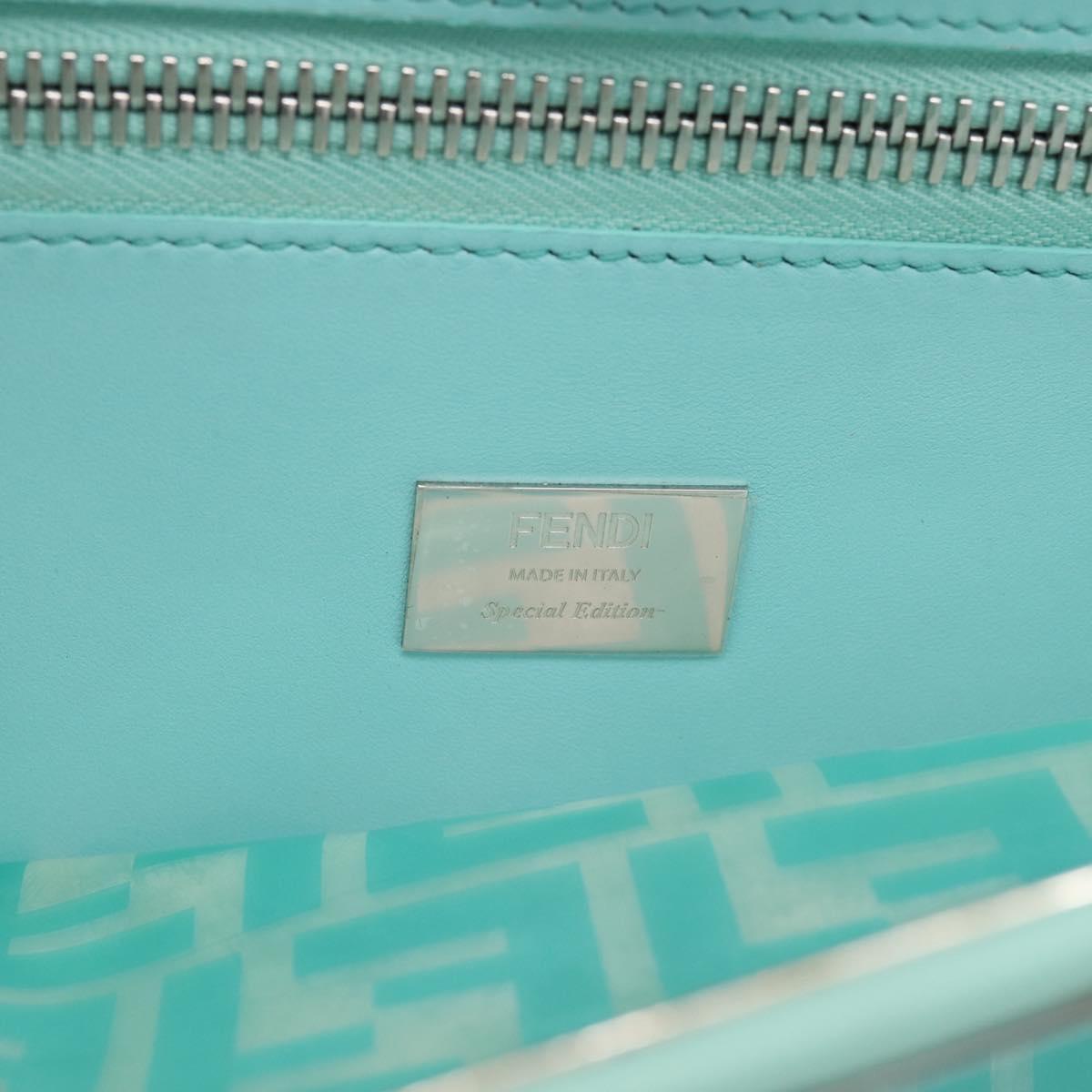 FENDI Zucca Canvas Peek A Boo Regular Bag Leather 2way Green Silver Auth 196588A