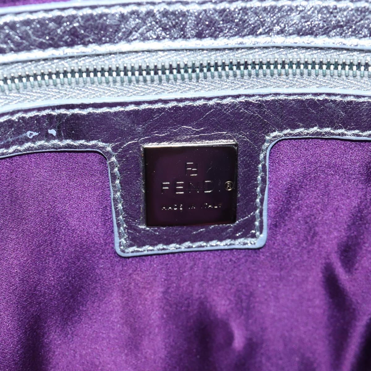 FENDI Mamma Baguette Shoulder Bag Canvas Blue Silver Auth 196591V