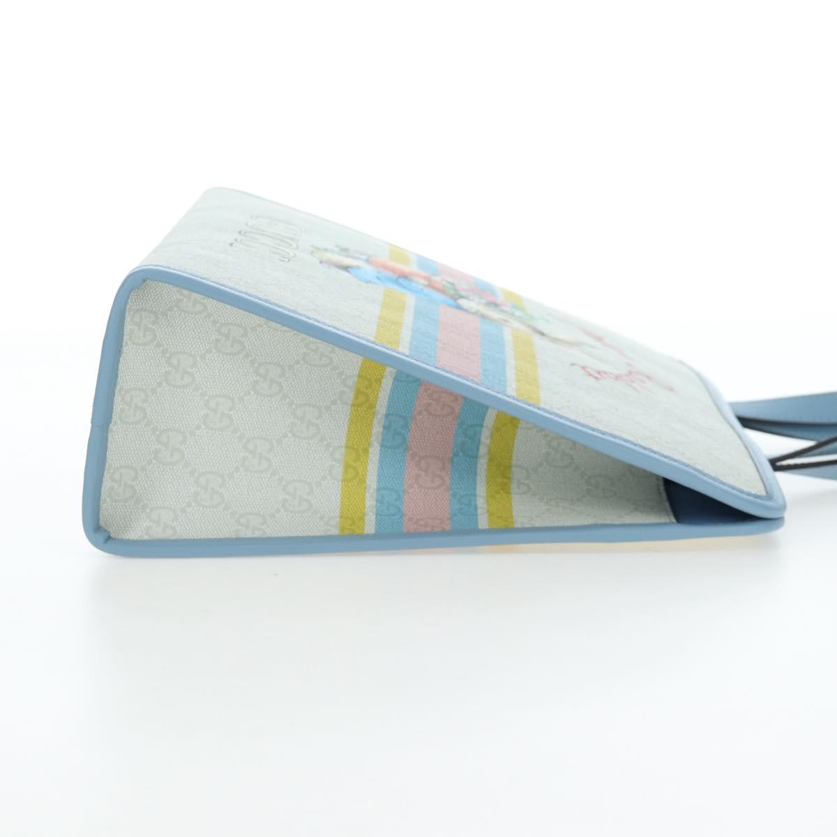 GUCCI GG Supreme Children's PVC Peter Rabbit White Blue 605614 Auth 196593SAM