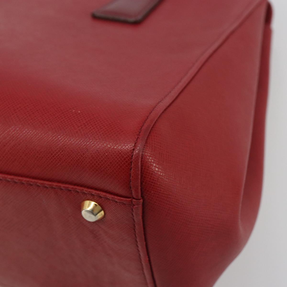 BURBERRY Hand Bag Leather Red Gold Auth 196605