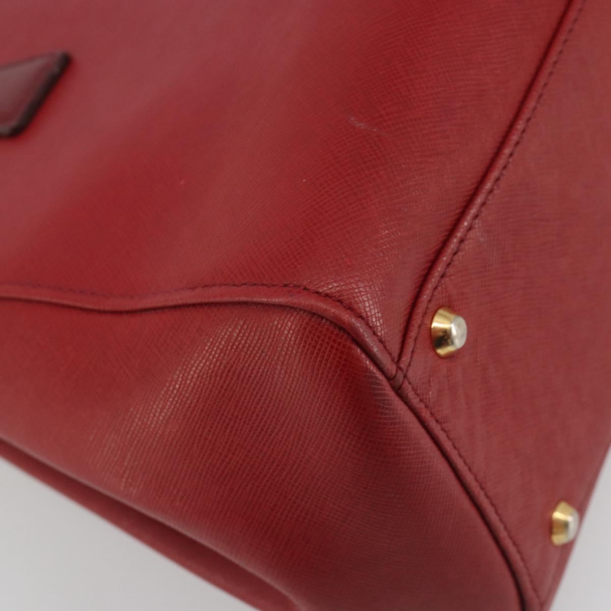 BURBERRY Hand Bag Leather Red Gold Auth 196605