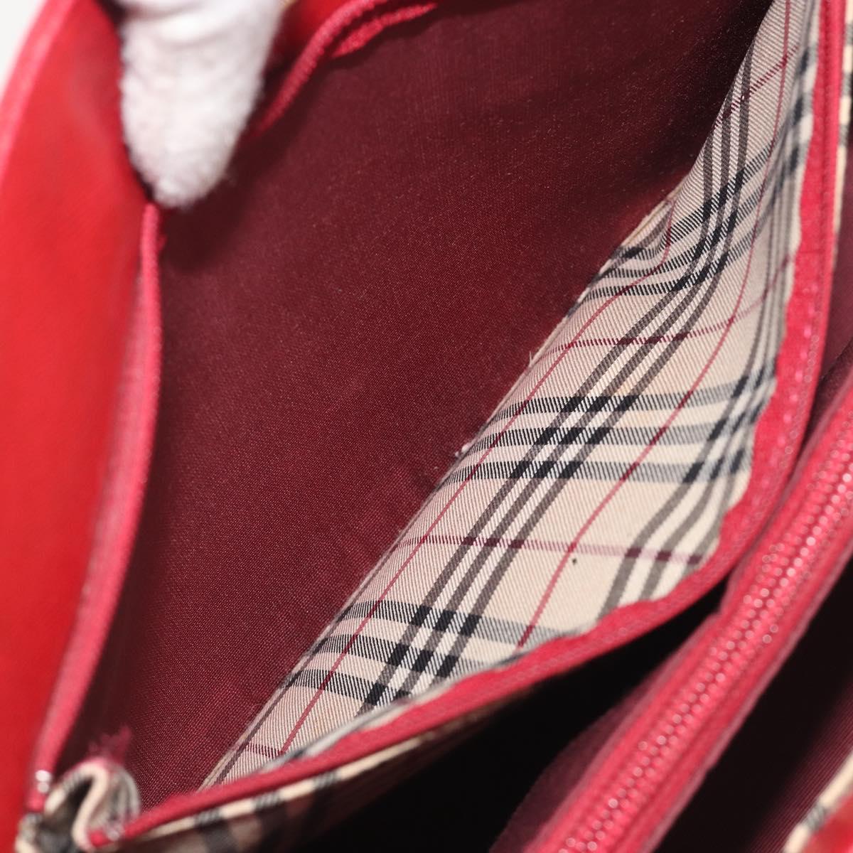 BURBERRY Hand Bag Leather Red Gold Auth 196605