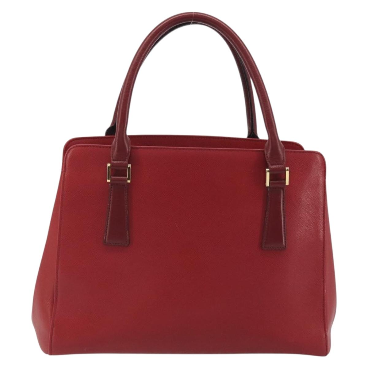 BURBERRY Hand Bag Leather Red Gold Auth 196605