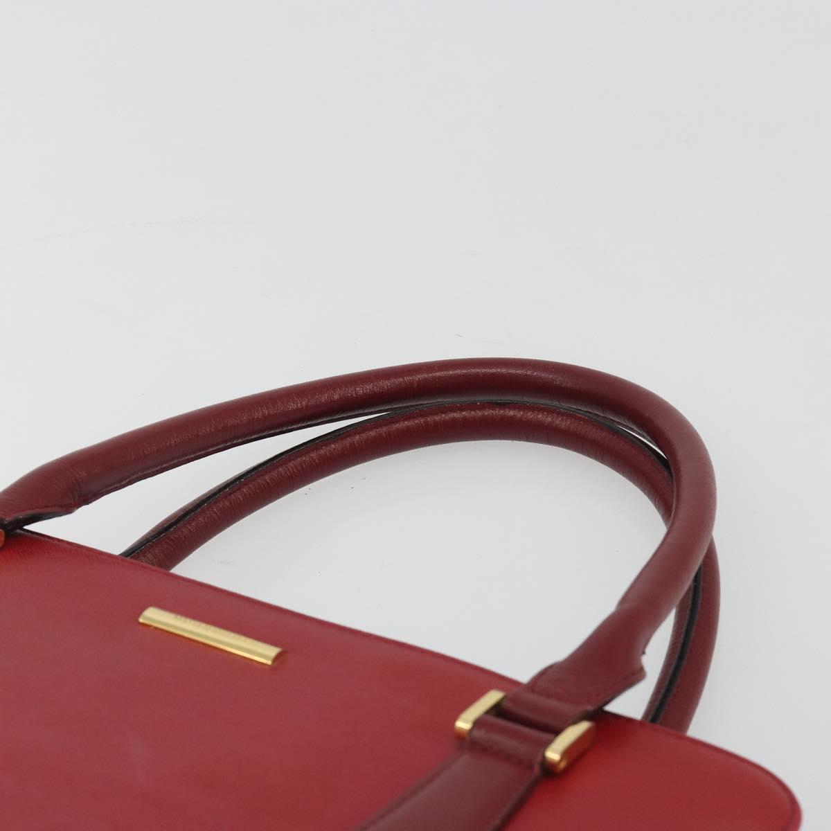 BURBERRY Hand Bag Leather Red Gold Auth 196605